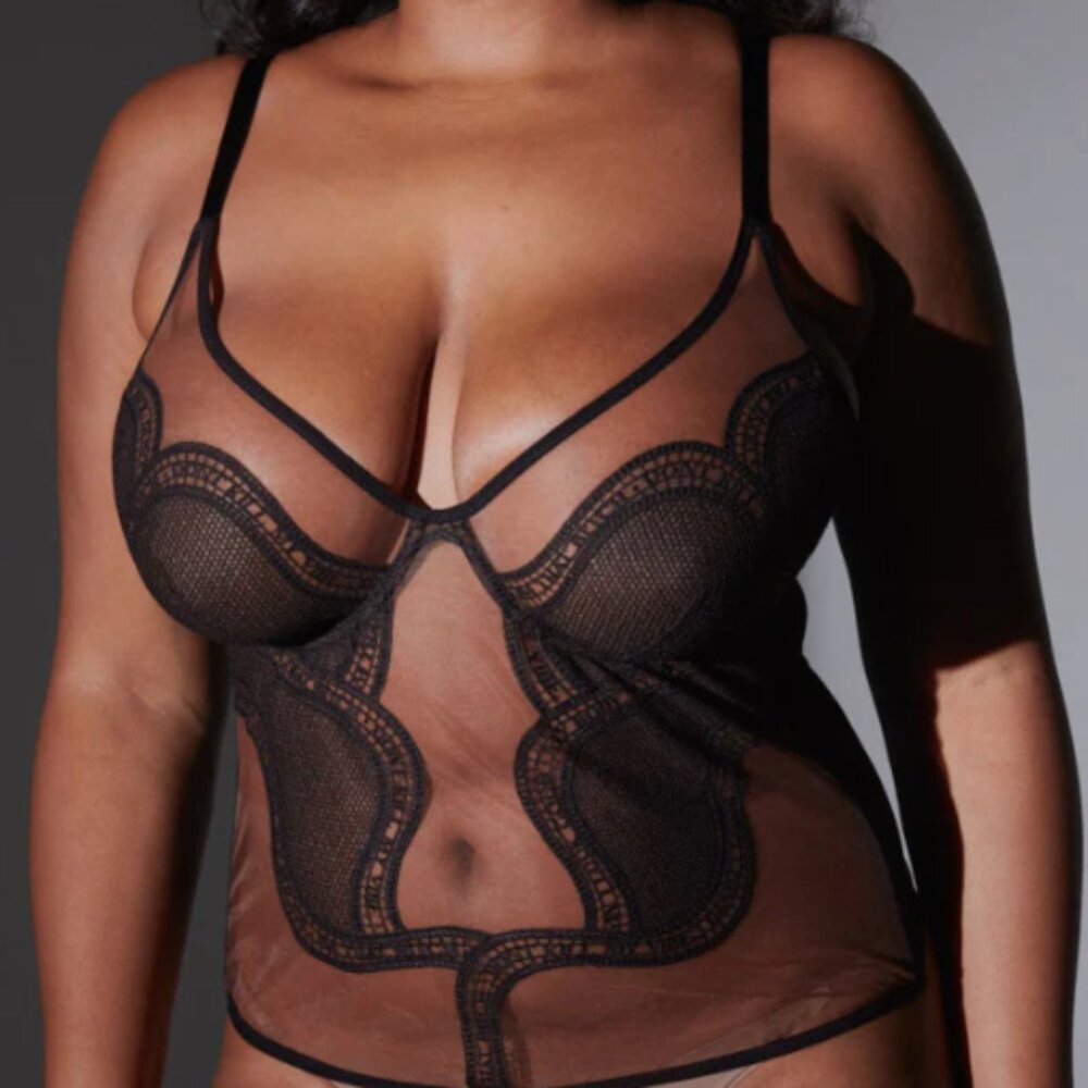 Thistle and Spire Manifesto corset set 2 piece bikini Black Toffee nude NWT 2/3X